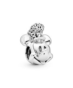 Disney Mickey silver charm with clear cubic zirconia