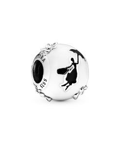 Disney Mary Poppins silver charm with white and black enamel