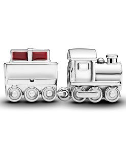 Christmas train silver charm with red enamel