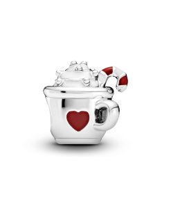 Cocoa mug silver charm with red and white enamel
