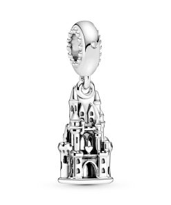 Castle silver dangle with clear cubic zirconia