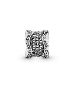 Lace silver spacer with clear cubic zirconia