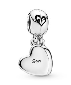 Mother and son splitable silver dangle with black enamel