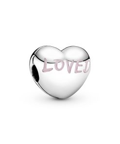 Heart silver clip with pink enamel