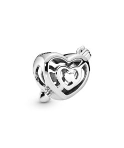 Labyrinth heart and arrow silver charm