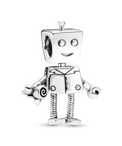 Boy robot silver charm