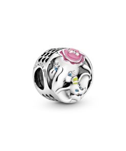 Disney Dumbo and Mrs. Jumbo silver charm with blue. pink and yellow enamel