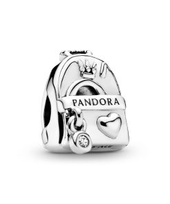 Backpack silver charm with clear cubic zirconia