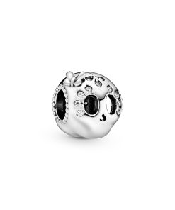 Skull silver charm with clear cubic zirconia