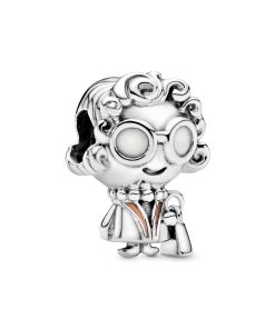 Grandmother silver charm with pink enamel