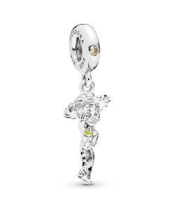 Disney Jessie silver dangle with golden coloured cubic zirconia. black and yellow enamel