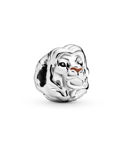 Disney Simba silver charm with black and brown enamel