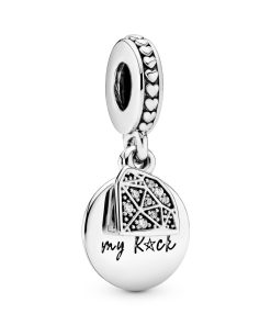 Youre my rock silver dangle with clear cubic zirconia