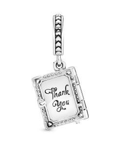 Family book openable silver dangle