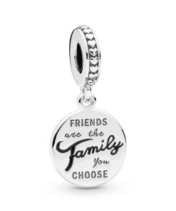 Tag silver dangle with black enamel