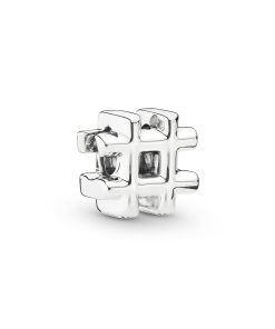 Hashtag silver charm