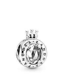 Crown O sterling silver charm with clear cubic zirconia
