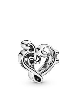 Heart treble clef sterling silver charm