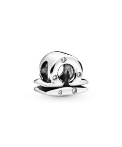 Libra sterling silver charm with clear cubic zirconia