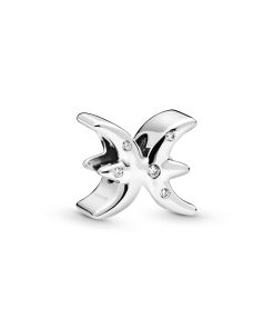 Pisces sterling silver charm with clear cubic zirconia