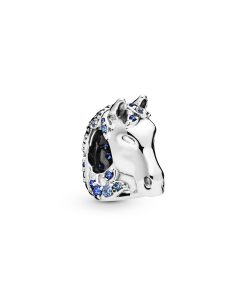 Disney Nokk sterling silver charm with fancy blue cubic zirconia. night blue and forever blue crystal