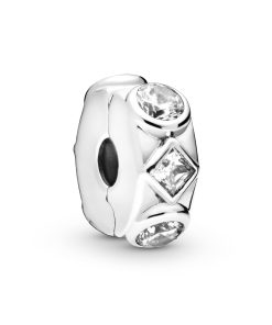 Sterling silver clip with clear cubic zirconia and silicone grip