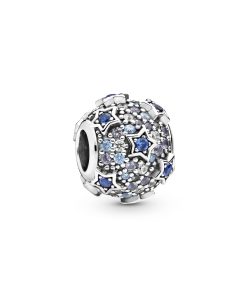 Star sterling silver charm with sea blue. moonlight blue and royal blue crystal. fancy blue and clear CZ