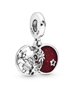 Santa Claus sterling silver dangle with shimmering burgundy enamel