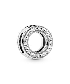 Sterling silver clip with clear cubic zirconia