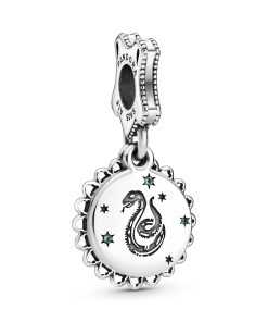 Harry Potter. Slytherin sterling silver dangle with green crystal