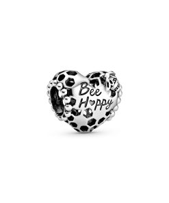 Bee Happy Honeycomb Heart Charm