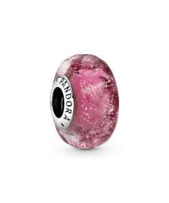 Wavy Fancy Pink Murano Glass Charm