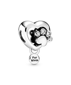Sparkling Paw Print & Heart Charm