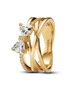 Sparkling Bow & Crossover Band Ring