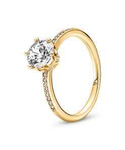 Clear Sparkling Crown Solitaire Ring