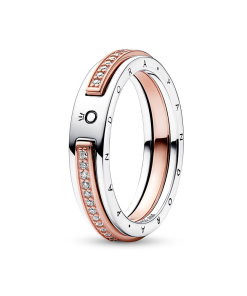 Pandora Signature Two-tone Logo & Pavé Ring