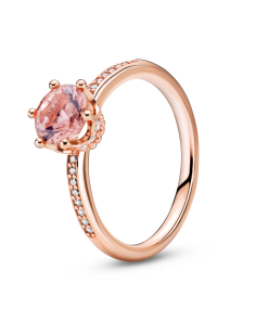 Pink Sparkling Crown Solitaire Ring