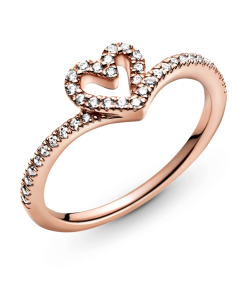 Sparkling Wishbone Heart Ring