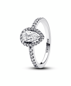 Sparkling Pear Halo Ring