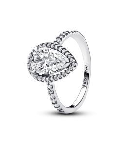 Sparkling Pear Halo Ring