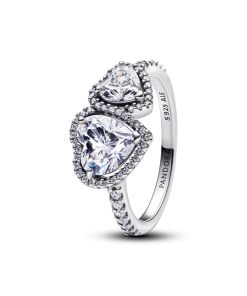 Sparkling Halo Hearts Ring