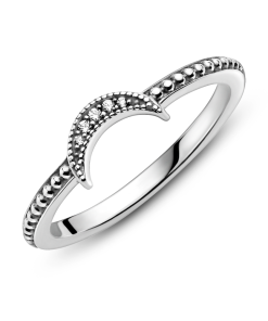 Crescent Moon Beaded Ring