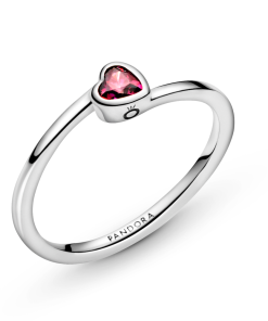 Red Tilted Heart Solitaire Ring