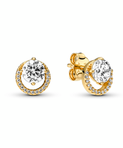 Sparkling Round Halo Stud Earrings