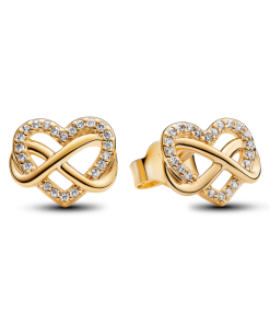 Sparkling Infinity Heart Stud Earrings
