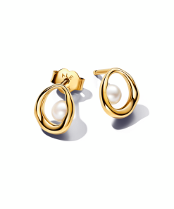 Organically Shaped Oval & Treated Freshwater Cultured Pearl Stud Earrings