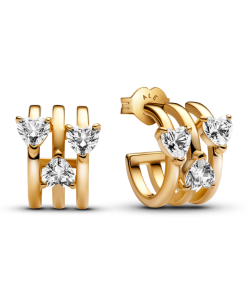 Triple Heart Hoop Earrings