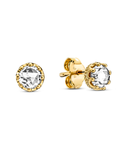 Clear Sparkling Crown Stud Earrings