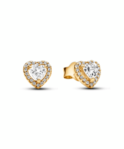 Sparkling Elevated Heart Stud Earrings