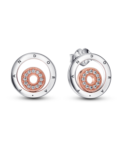 Pandora Signature Two-tone Logo Circles Stud Earrings
